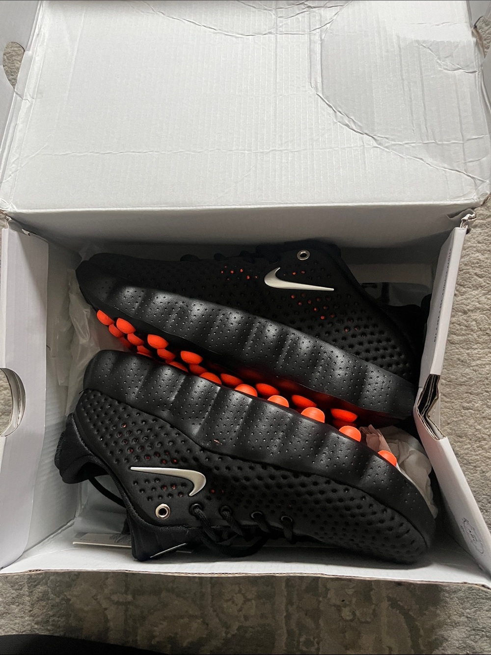 Nike Women’s Nike Mind 002 Black Sneakers with Orange Pod Accents